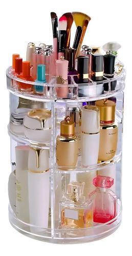 Organizador De Maquillajes Y Cosméticos Acrílico Giratorio Transparente