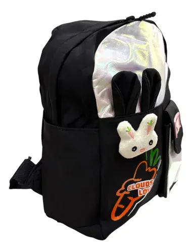 Mochila Infantil Conejo Kawaii Niñas Conejito Escolar Viaje Negro Conejito 3