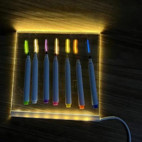 Pizarra Led Mágica Stnffive 15x15cm Acrílico Transparente Usb Luz 3