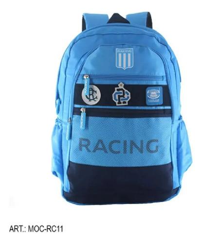 Mochila Racing Club Velcro Con Parches Escolar Reforzada 11