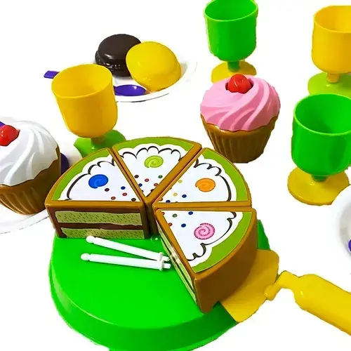 Juego De Cumpleaños Con Torta Y Accesorios Encastre Antex Blanco 5