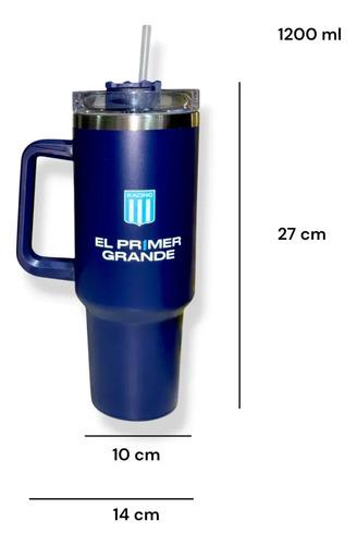 Vaso Térmico Racing Club Con Manija Y Tapa 1.2 L Licencia Of Azul Racing 2