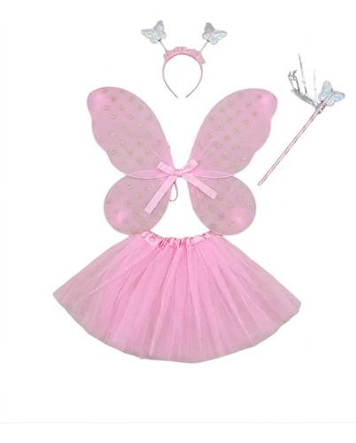 Disfraz De Ada Con Tutu, Varita Y Bincha Rosa Unico