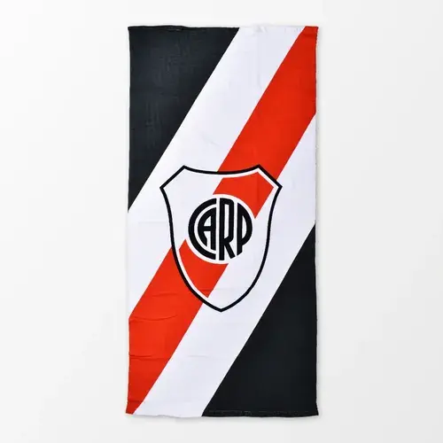 Toallon River Plate Fútbol Playa Pileta Estampado 150x70 Cm Rojo Blanco Y Negro River 3