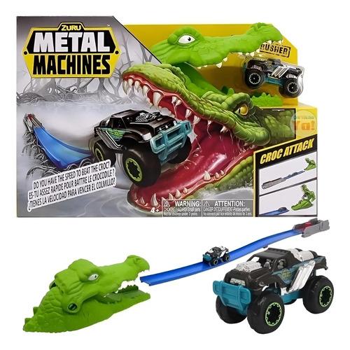 Pista Cocodrilo Metal Machines Zuru Lanzador Con Auto Wheels Verde