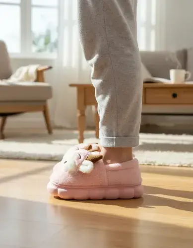 Pantuflas Infantiles Peluche Abrigadas Varios Modelos Unisex Vaquita Rosa Con Corderito 34-35 2