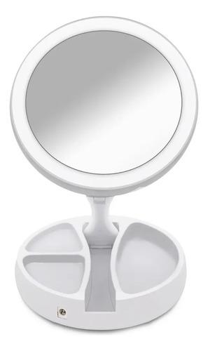 Espejo Maquillaje Taoduomi Redondo Con Luz Fría Recargable Doble Cara M512