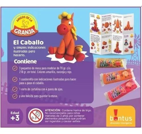 Juego De Masas Plastilina Diver Masa Caballo 210gr Bontus Amarillo Naranja Rojo 4