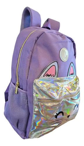 Mochila Escolar Nena Rosa Lila Brillante Primaria Impermable 13