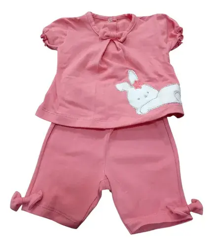 Conjunto Con Moño Beba Bebe Recien Nacido Conejo Bordado 12