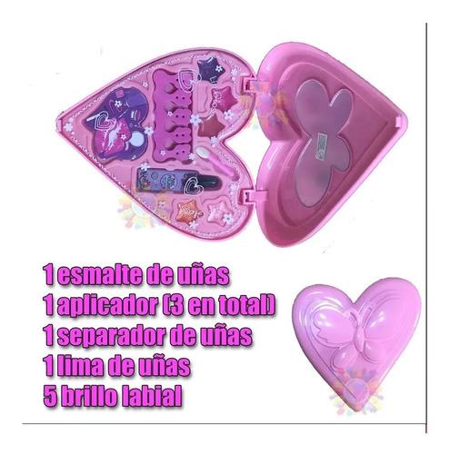 Set De Maquillaje Belleza Corazon Esmalte Pinturitas Labial 2