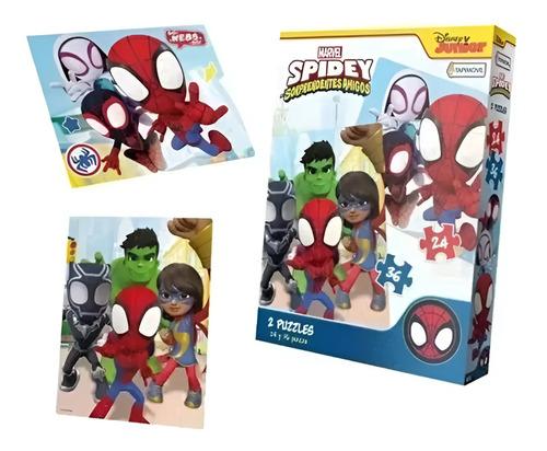 Set 2 Puzzles Rompecabeza Spidey Spiderman Marvel 24 Y 36 Pz