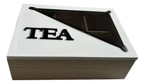 Caja De Te Madera Organizador Con 6 Divisiones Saquitos Té Blanco Y Madera 2