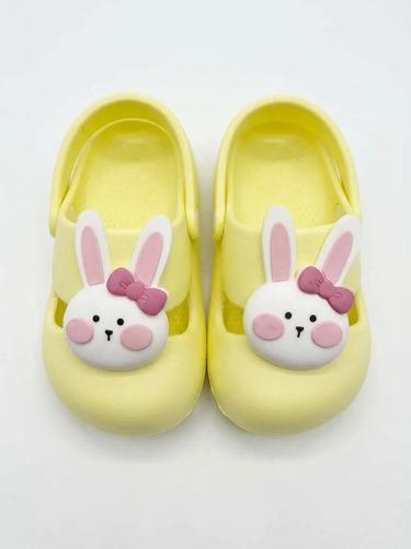 Sandalia De Verano Varios Colores Con Conejito Amarillo Sandalias De Goma Amarillas De Verano Para Niños Con Conejito 28-29