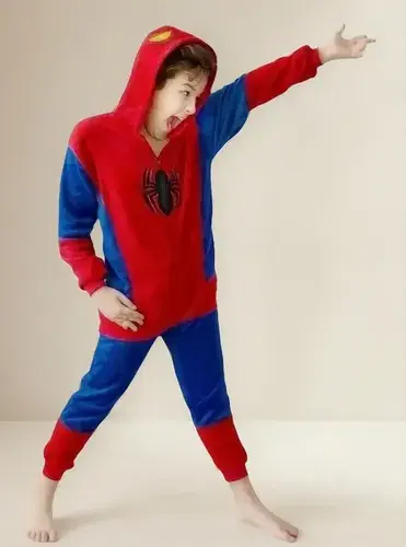 Pijama Spider Enterito Niños Suave Disfraz Abrigado Soft