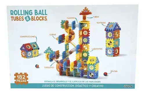 Bloques Armar Ditoys 182 Piezas Rolling Ball Tubes Y Blocks 2