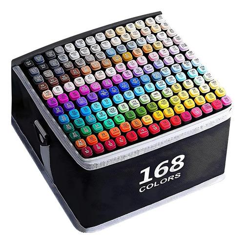 168 Marcadores De Alcohol Doble Punta Recargables Vidimakpro Multicolor