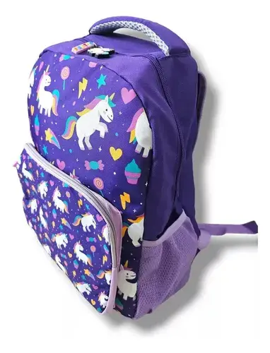 Mochila + Cartuchera Infantil Escolar Unicornio Violeta Nena Violeta Unicornios 5