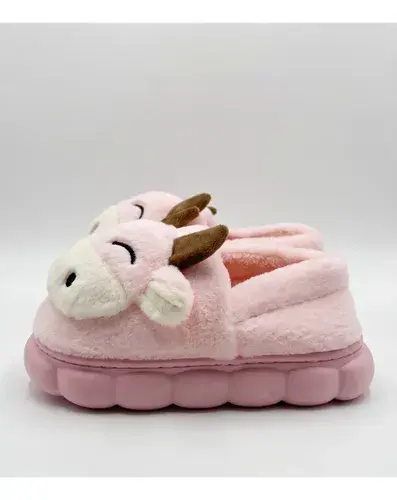 Pantuflas Infantiles Peluche Abrigadas Varios Modelos Unisex Vaquita Rosa Claro Con Corderito 30-31 4