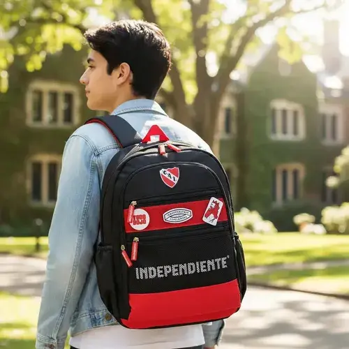 Mochila Independiente Velcro Con Parches Escolar Reforzada 8