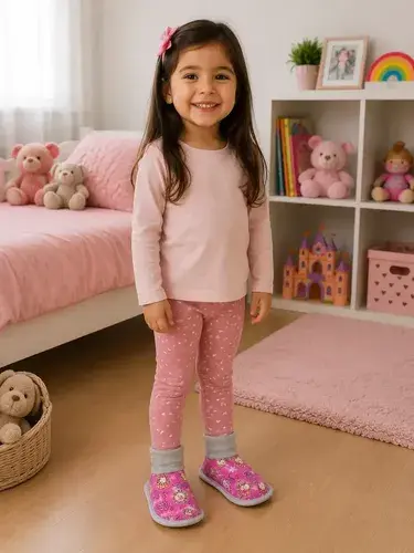 Pantumedias Infantiles Abrigadas Antideslizantes Con Puño Rosa 25-26 2