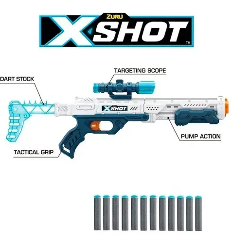 Arma Rifle Escopeta Lanza Dardos Hawk Eye X Shot 16 Dardos Rojo 6