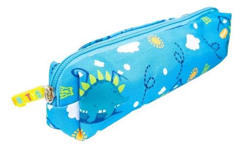 Combo Mochila + Lunchera + Cartuchera Escolar Dinosaurio Celeste Dinosaurio 8