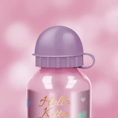 Botella De Aluminio Hello Kitty 400 Ml Agua Bebidas Verano Rosa 6