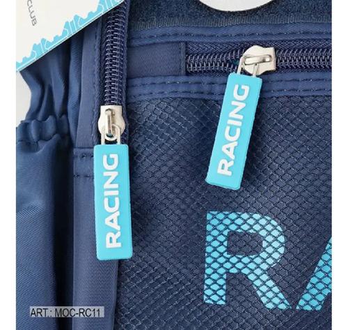 Mochila Racing Club Velcro Con Parches Escolar Reforzada 10