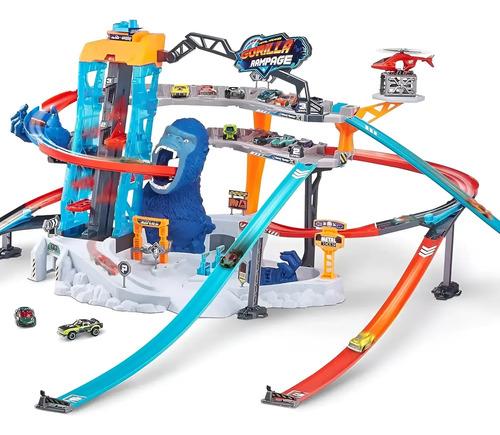 Pista De Autitos Enorme Gigante Gorila Attack Metal Machine Azul
