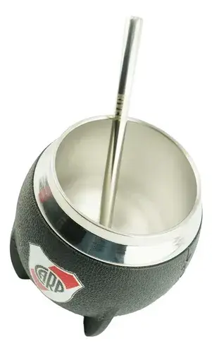 Mate River Plate Con Bombilla Acero Inoxidable Licencia Ofic Negro Rio 2