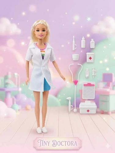 Muñeca Tiny Fantasy Doctora Articulada Coleccionable Con Accesorios Medicos Estetoscopio Jeringa Maletin De Juguete Regalo Infantil Niñas Juego De Rol Profesiones Super Cute Bebotes Silicona 8