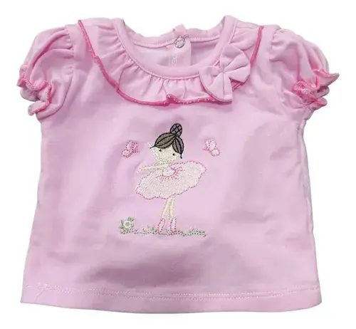 Conjunto Bebe Beba Remerita Bordado Bailarina Babucha 2