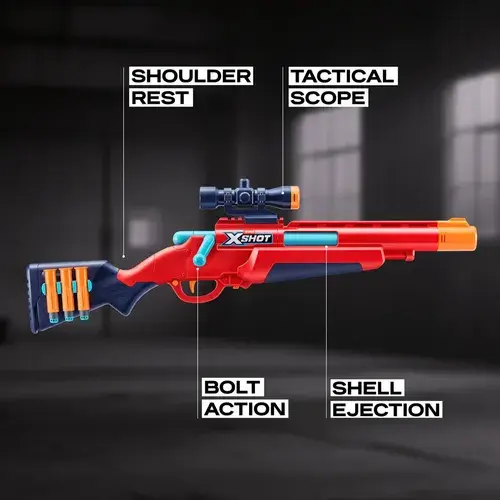 X-shot Rifle Excel Ejector Shell 7965 36875 Rojo (con Detalles Naranja Y Turquesa) 6