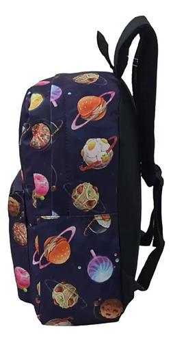 Mochila Escolar Dibujos Futbol Cohete Niños Primaria Grande Color Azul Oscuro Diseño De La Tela Planetas Y Comidas 4