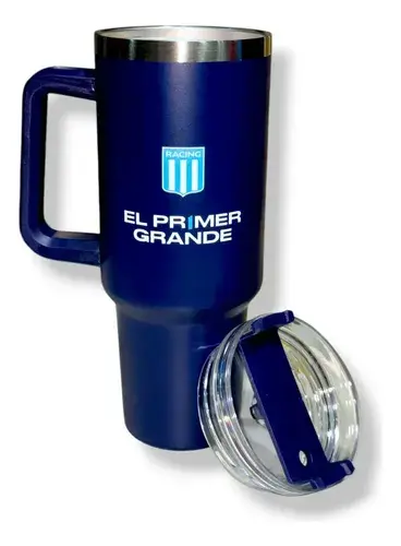 Vaso Térmico Racing Club Con Manija Y Tapa 1.2 L Licencia Of Azul Racing 4