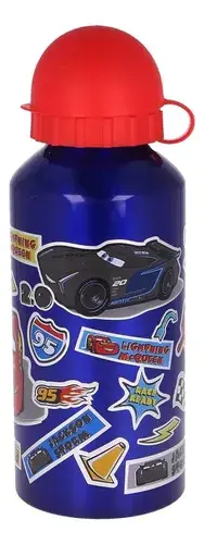 Botella De Aluminio Cars 400 Ml Agua Bebidas Verano Autos Azul 9