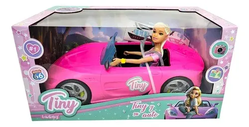 Muñeca Tiny Fantasy Y Su Auto Deportivo Jeg 55870 Color Rosa