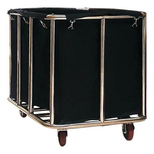 Cesto Carrito De Lavanderia Comercial Con Ruedas Cesta Ropa Negro Liso