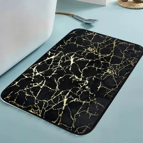 Alfombra De Baño Tipo Marmol Piel Suave Antideslizante Fino 12