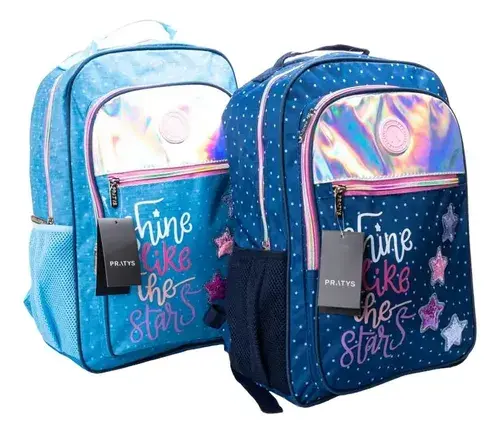 Mochila Escolar Nena Estrellas Brillante Primaria Impermable 15