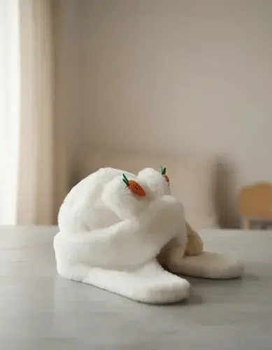 Gorro Peludo De Invierno De Animales, Orejeras Con Bufanda Blanco Un Zanahoria 2