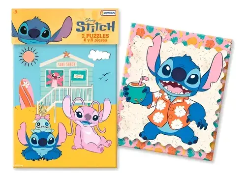 2 Rompecabezas De 6 Y 9 Piezas Stitch Y Stitch Rosa 3