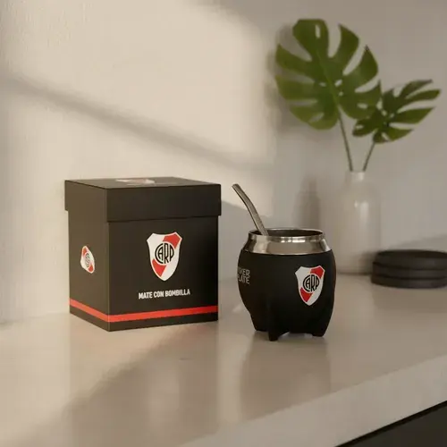 Mate River Plate Con Bombilla Acero Inoxidable Licencia Ofic Negro Rio 4
