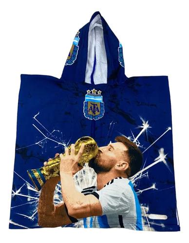 Poncho Microfibra Toallón Argentina Campeón 3 Estrella Messi 4