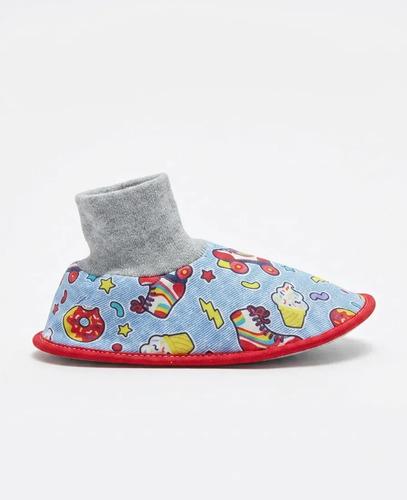 Pantumedias Infantiles Abrigadas Antideslizantes Con Puño Celeste 34-35 2