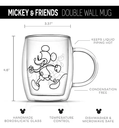 Juego De 2 Tazas De Café Joyjolt Disney Mickey Mouse Y Pluto Transparente 2