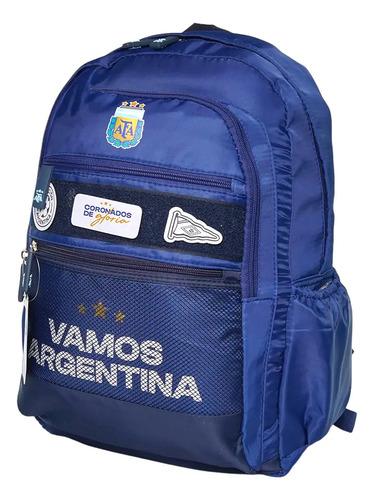 Mochila Afa Argentina Escolar Reforzada Velcro Con Parches