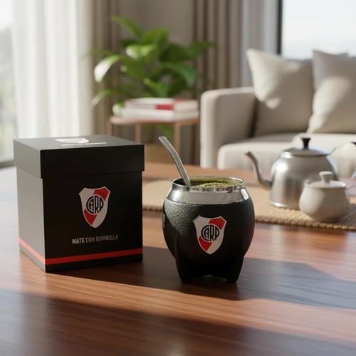 Mate River Plate Con Bombilla Acero Inoxidable Licencia Ofic Negro Rio 6