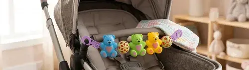 Cunero Con Ruido Ositos Cuna Cochesito Sonajero Babygus Bebe Multicolor Osito Con Pelotas 4